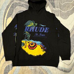 Rhude Black Beach Club  Hoodie Size Large